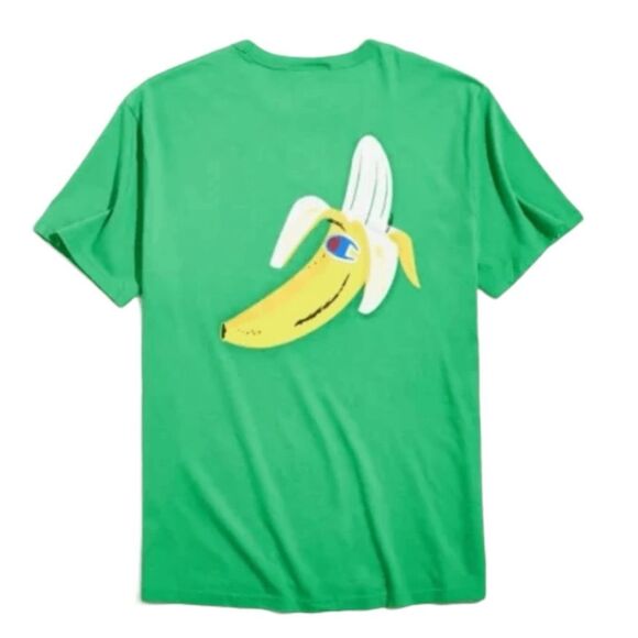Champion Banana Graphic Tee Green Yellow Lightweight Short Sleeve Crewneck S - Picture 1 of 8